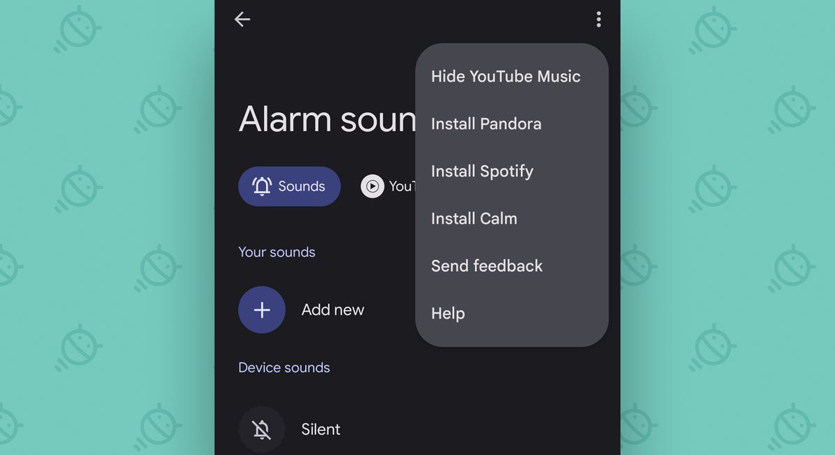 Pixel Clock app: Music services