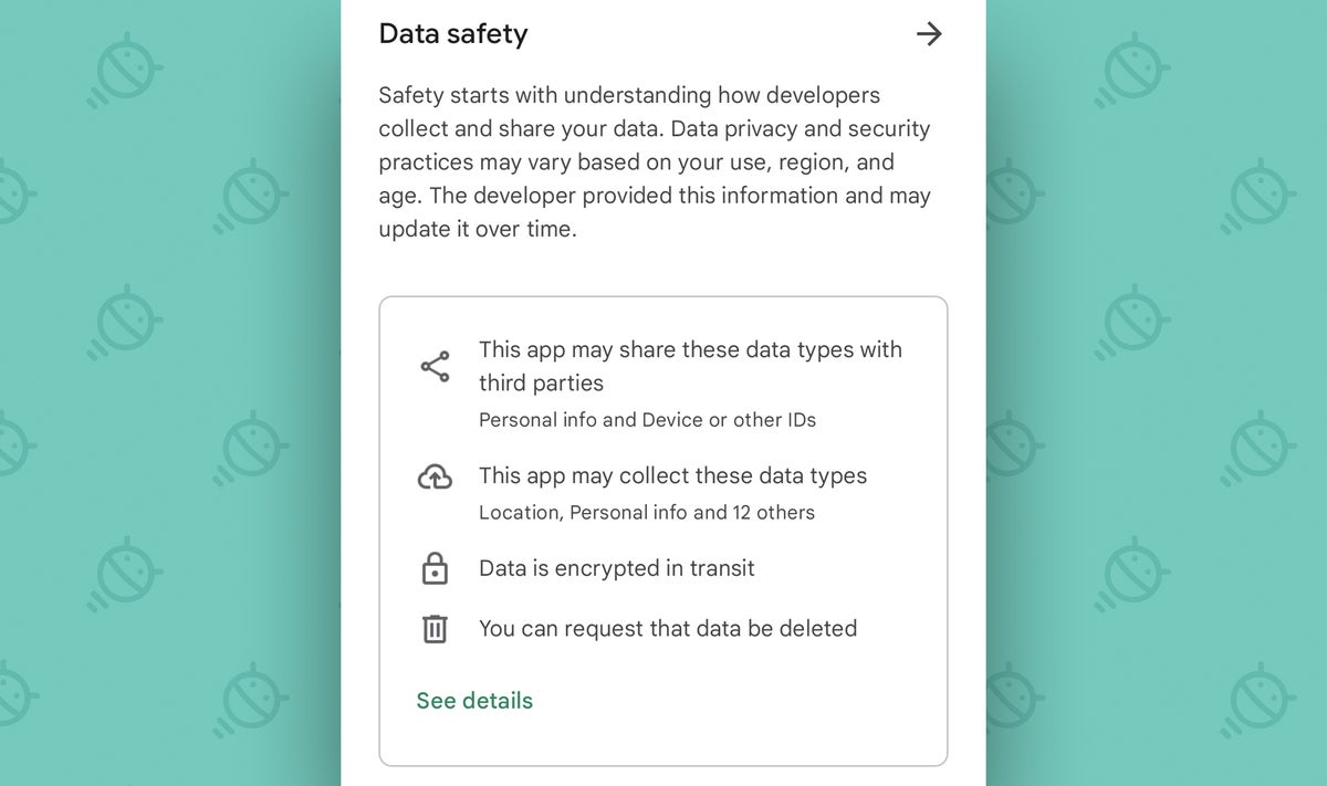 Android app permissions: Data safety