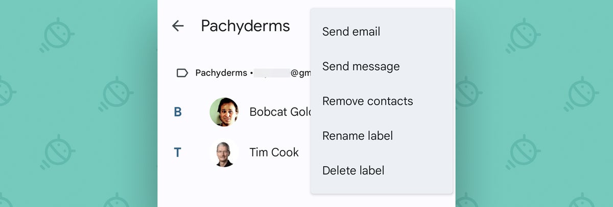 Google Contacts Android: Label groups