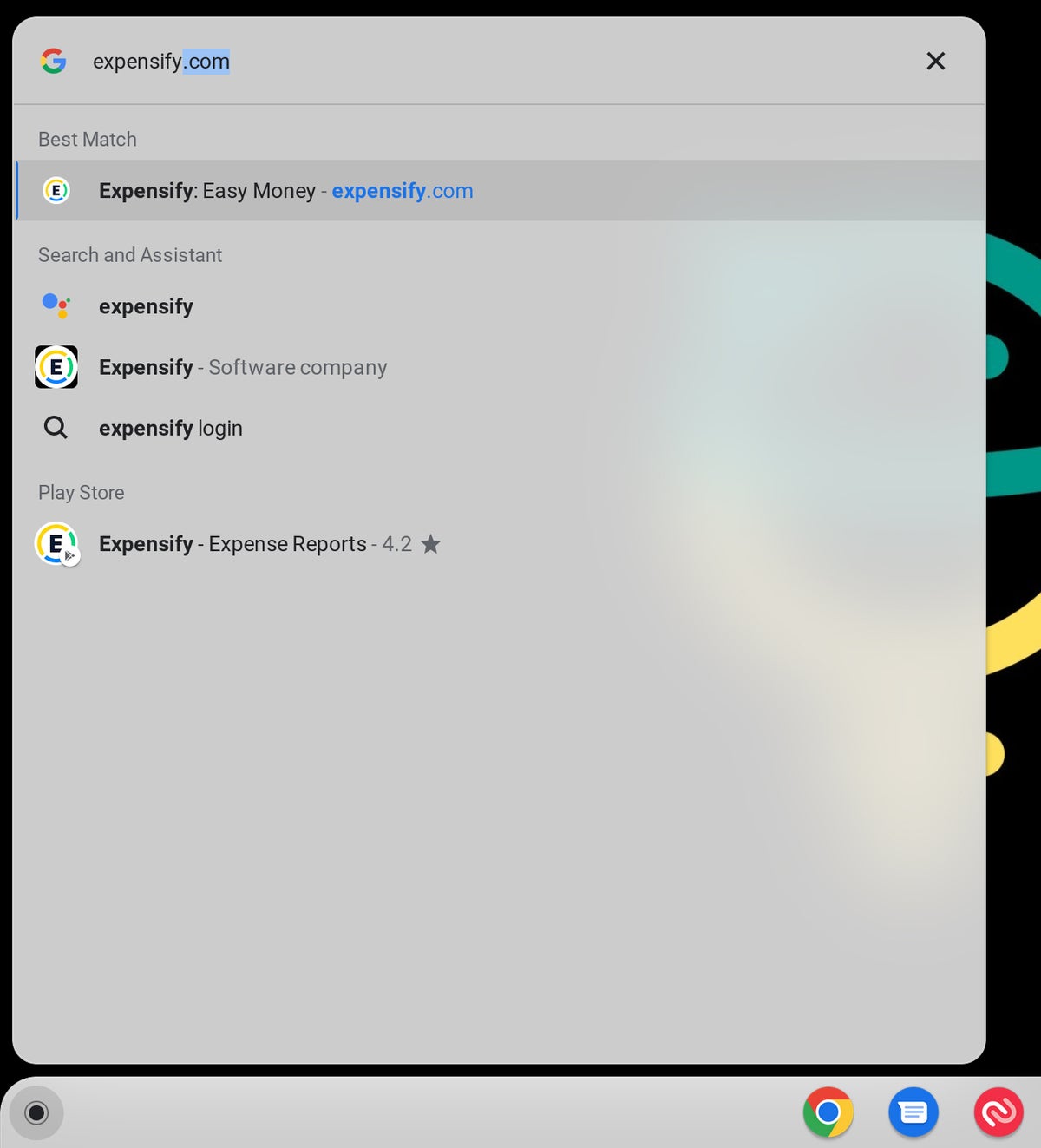 ChromeOS Launcher Play Store search