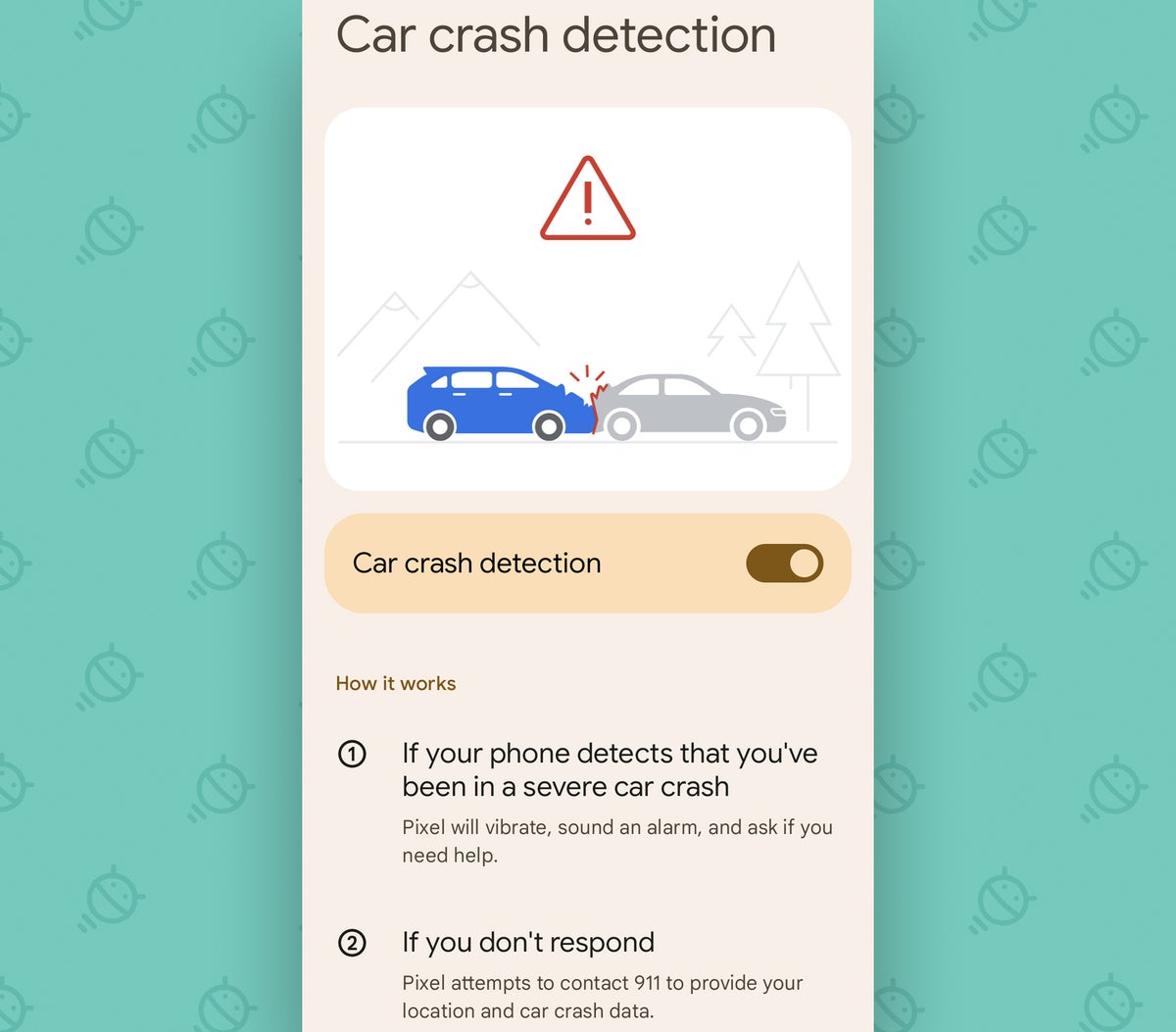 Google Pixel Settings: Car crash detection