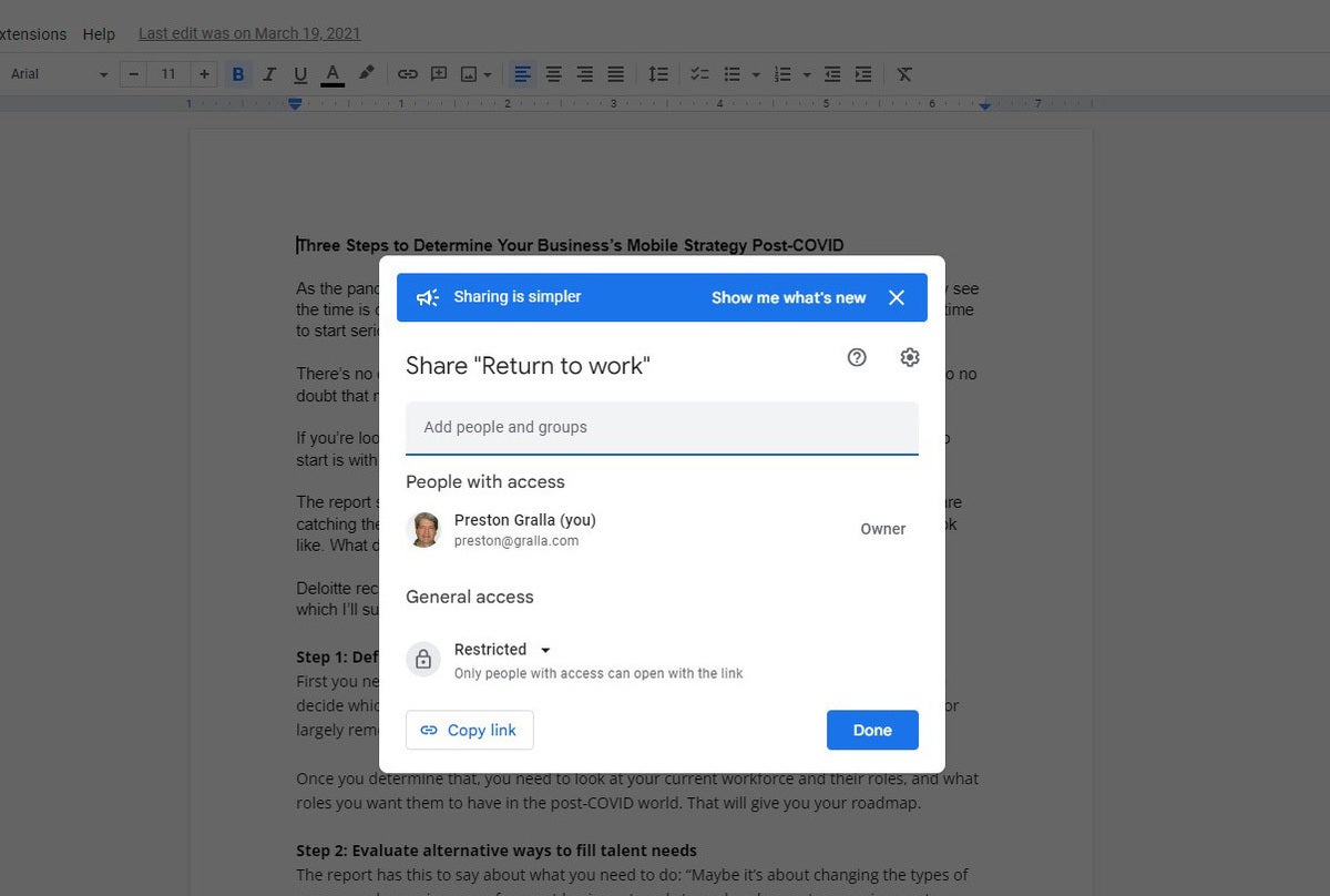 google workspace 02 docs share