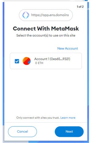 Log into Eth domain with Metamask