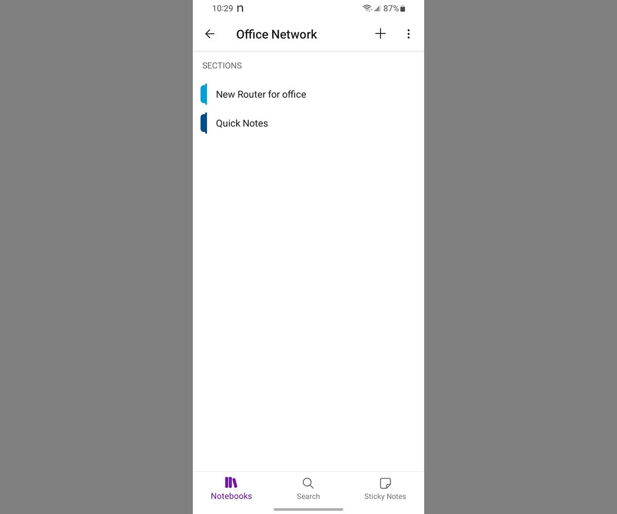 onenote 02 android android sections