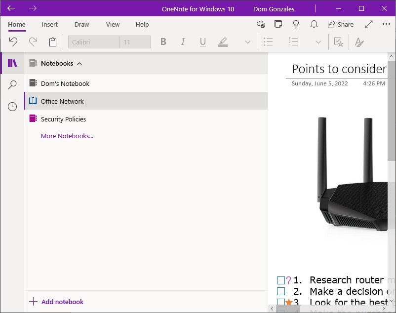 onenote 03 win10 add notebook