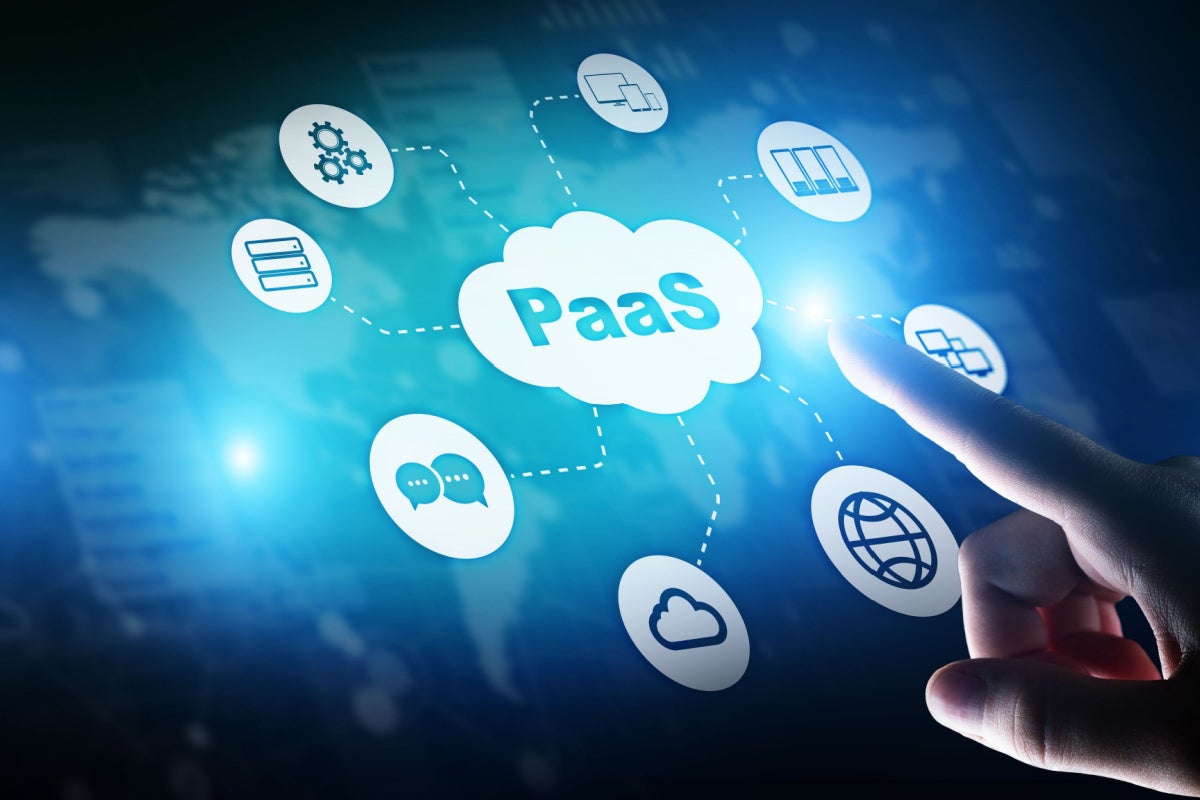 PaaS - Platform as a service, Internet technology and development concept.