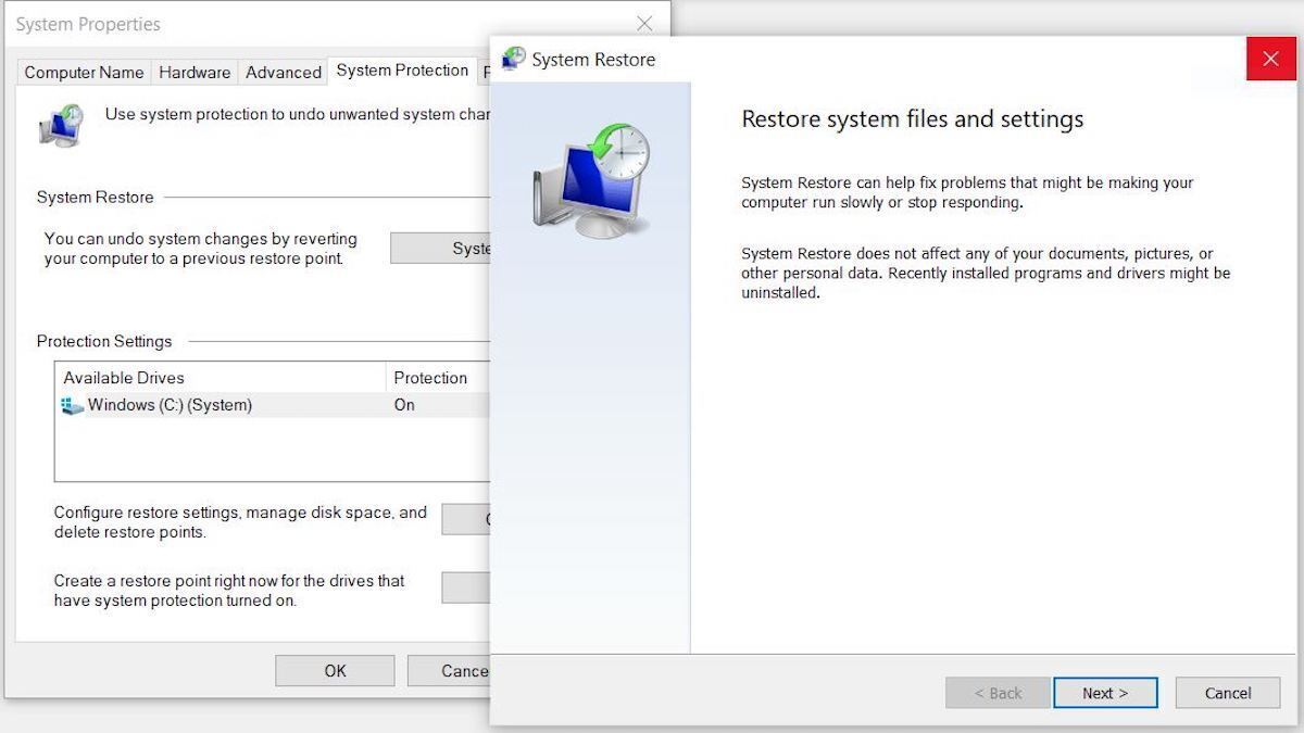 Windows system restore