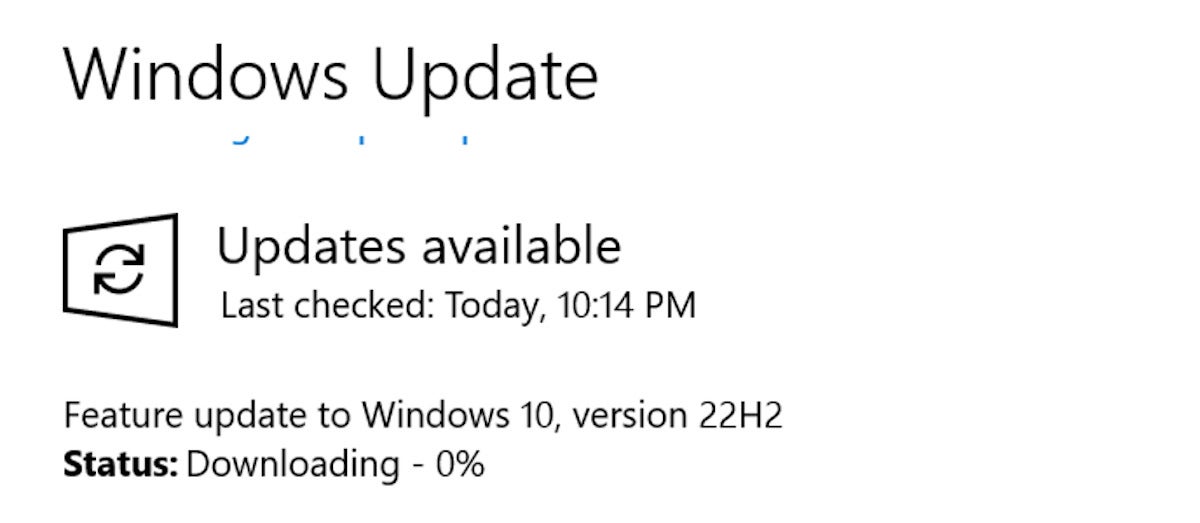 Windows update notification