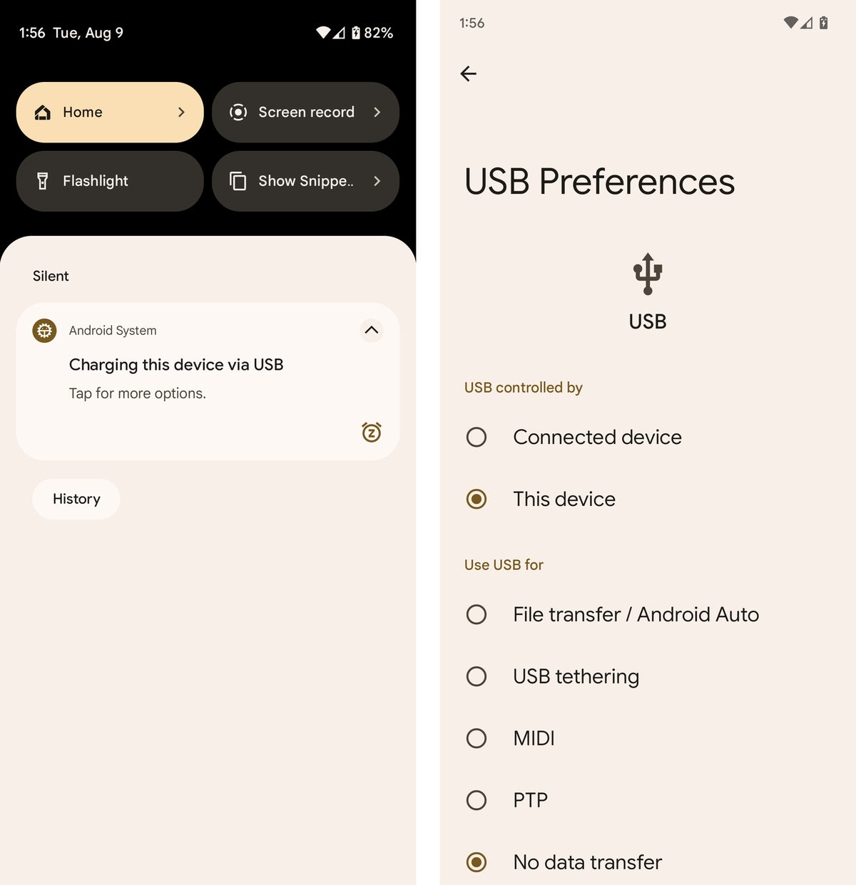 android usb preferences screen