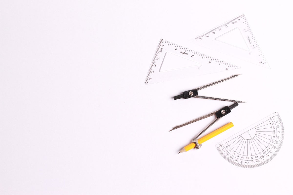 Geometry equipment on white background space