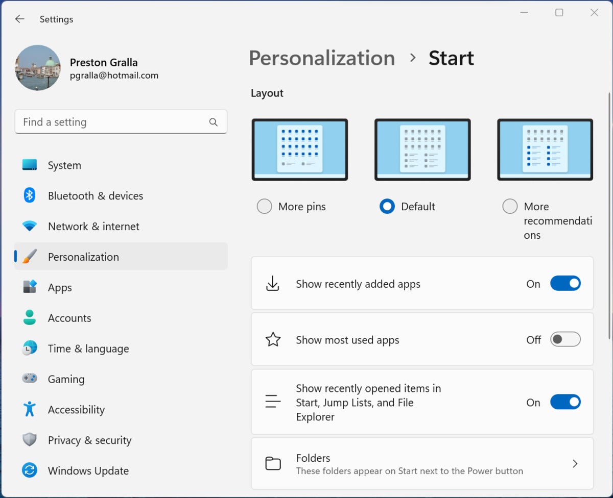 win11 22h2 start menu layouts