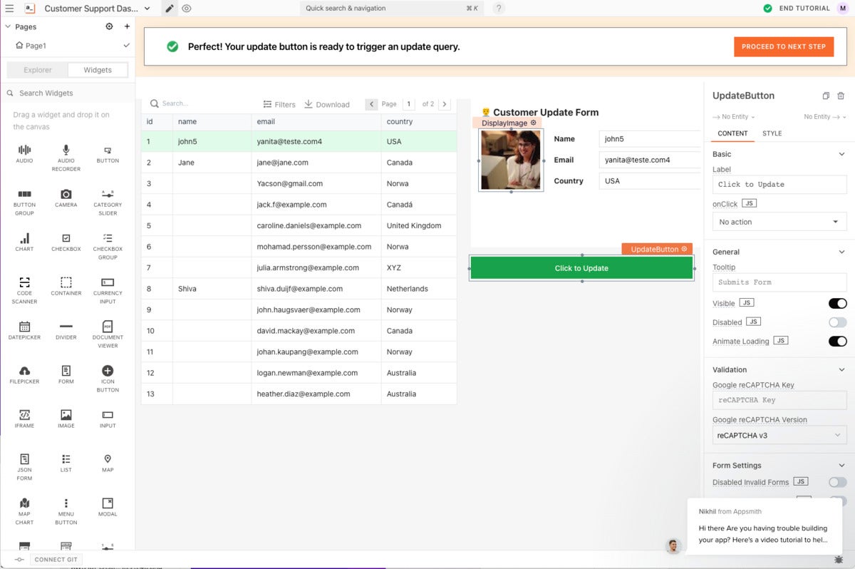 Adding an update button
