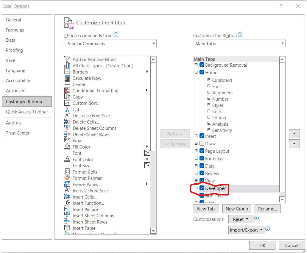 excel macros 02 excel options developer tab