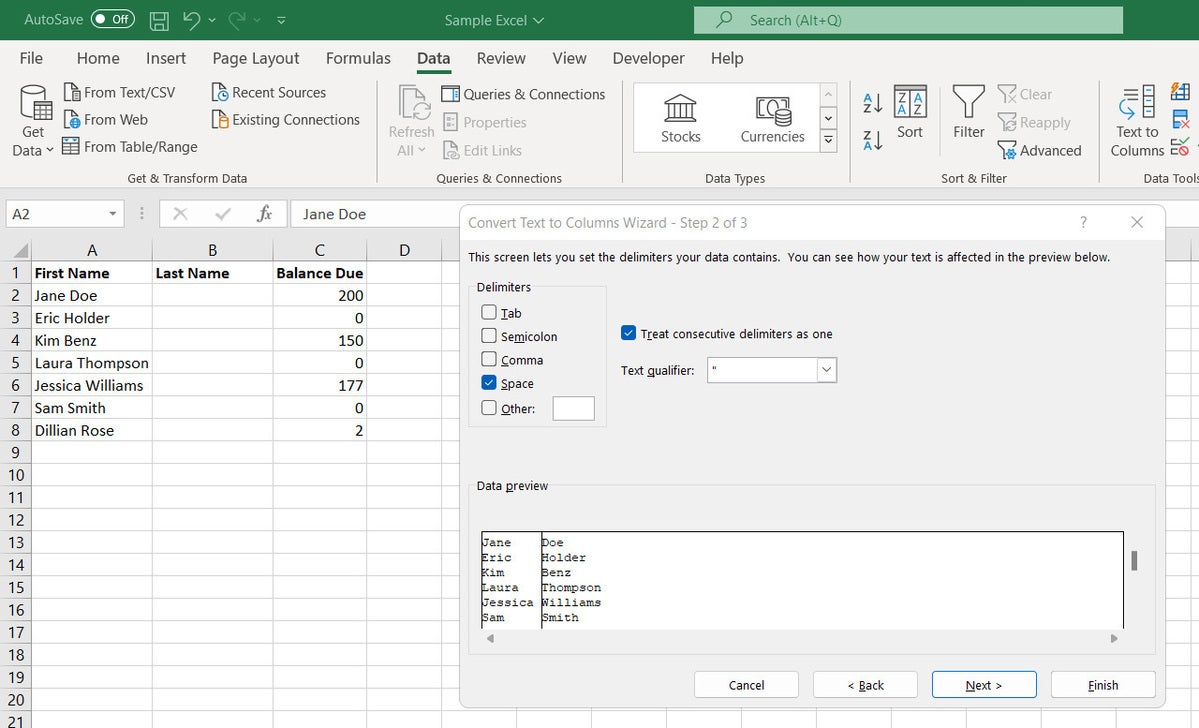 Excel макросы 07 текст в столбцы Wizard2
