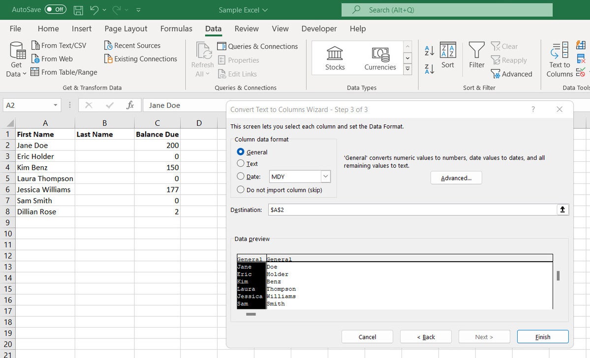Excel макросы 08 текст в столбцы Wizard3