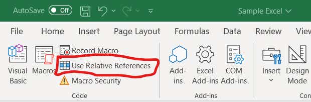 excel macros 18 relative references