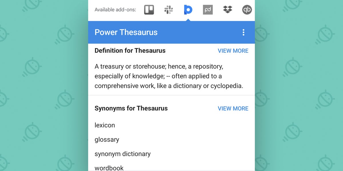 Gmail Android App Add-on: Power Thesaurus