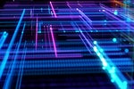 Cyber space, digital lines, data grid