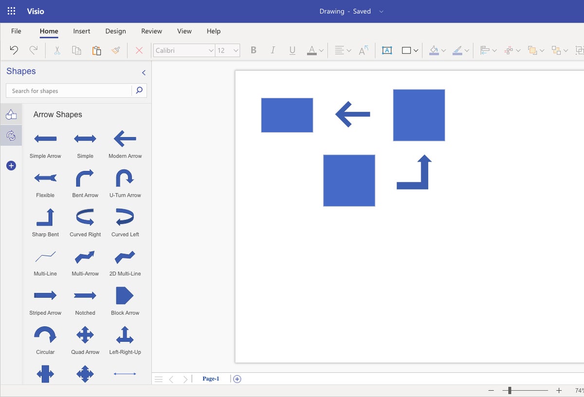 visio arrow shapes panel