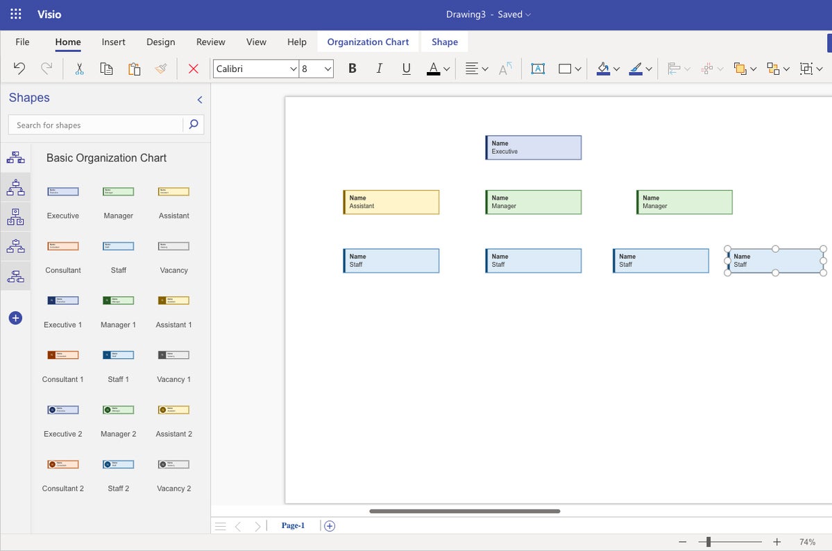 visio org chart step1 - org chart placeholders