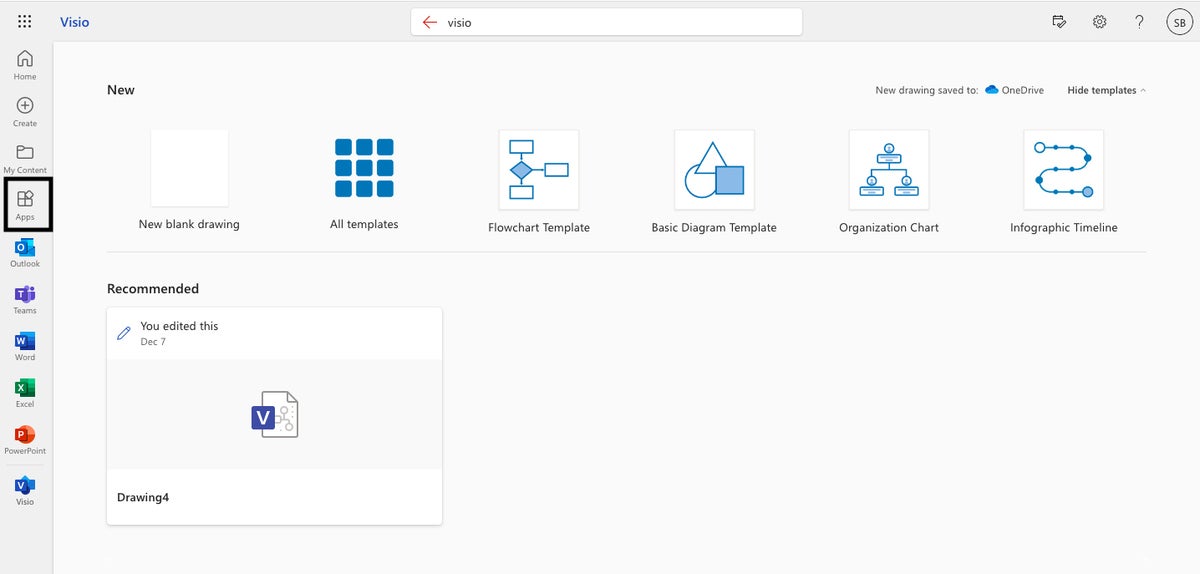 visio start page templates