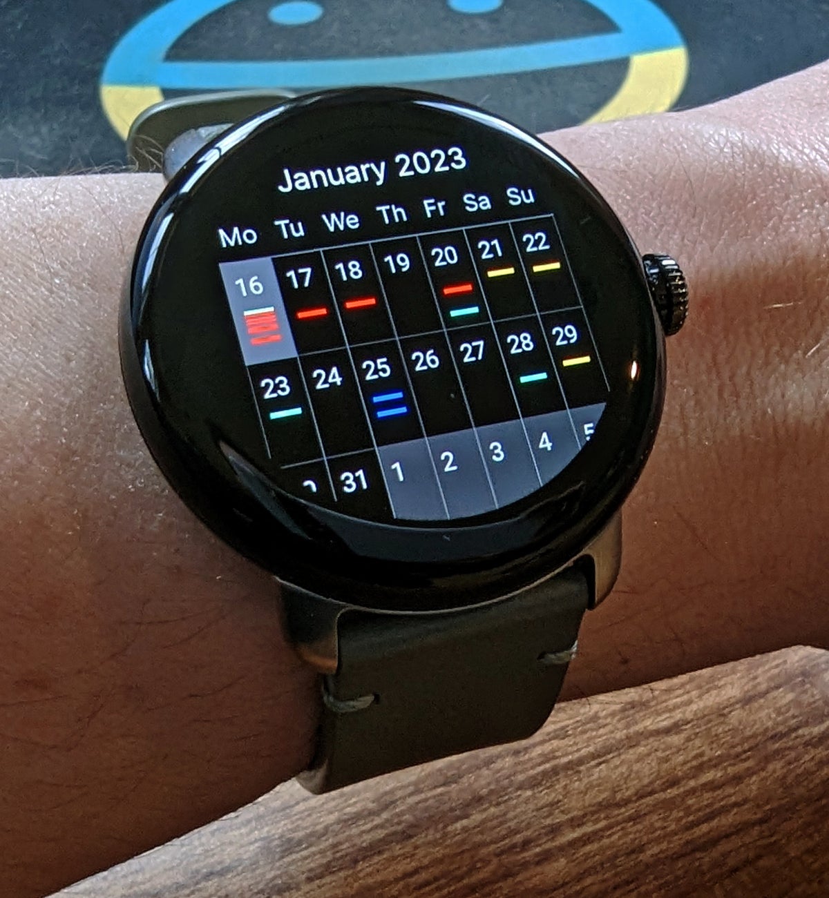 Outlook calendar top on galaxy watch