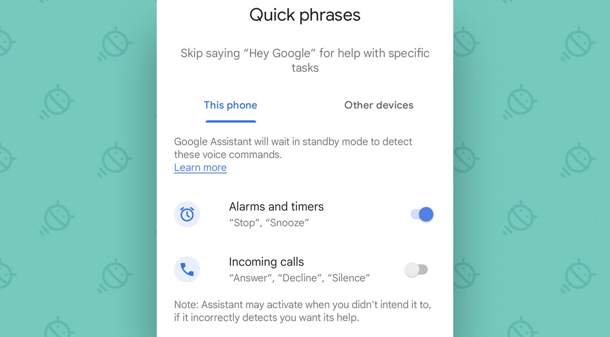 Google Assistant Android: Quick phrases