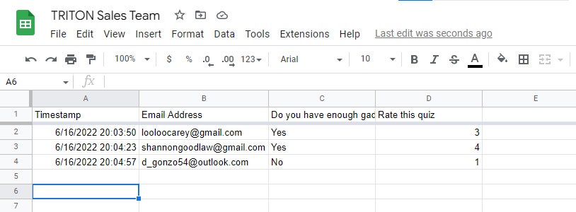 google forms 16 responses in spreadsheet