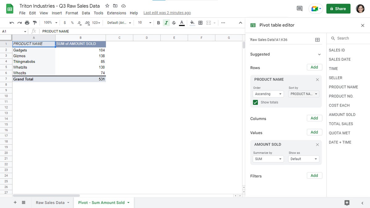 Google Sheets Power Tips How To Use Pivot Tables Computerworld