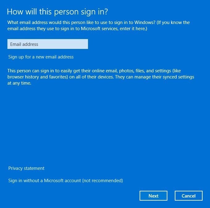 win11 privacidad usar cuenta local