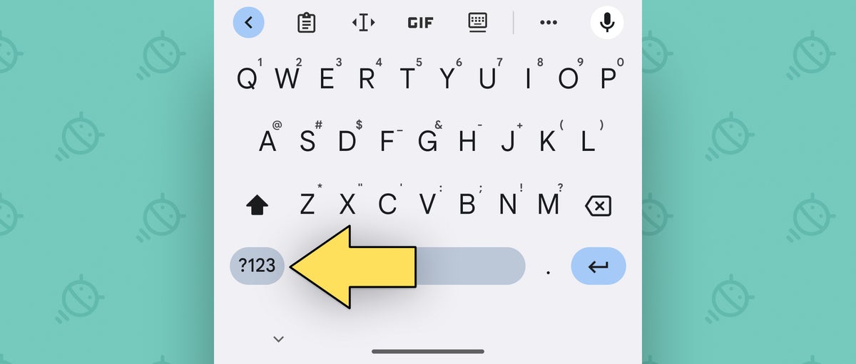 Gboard Android: 123 key
