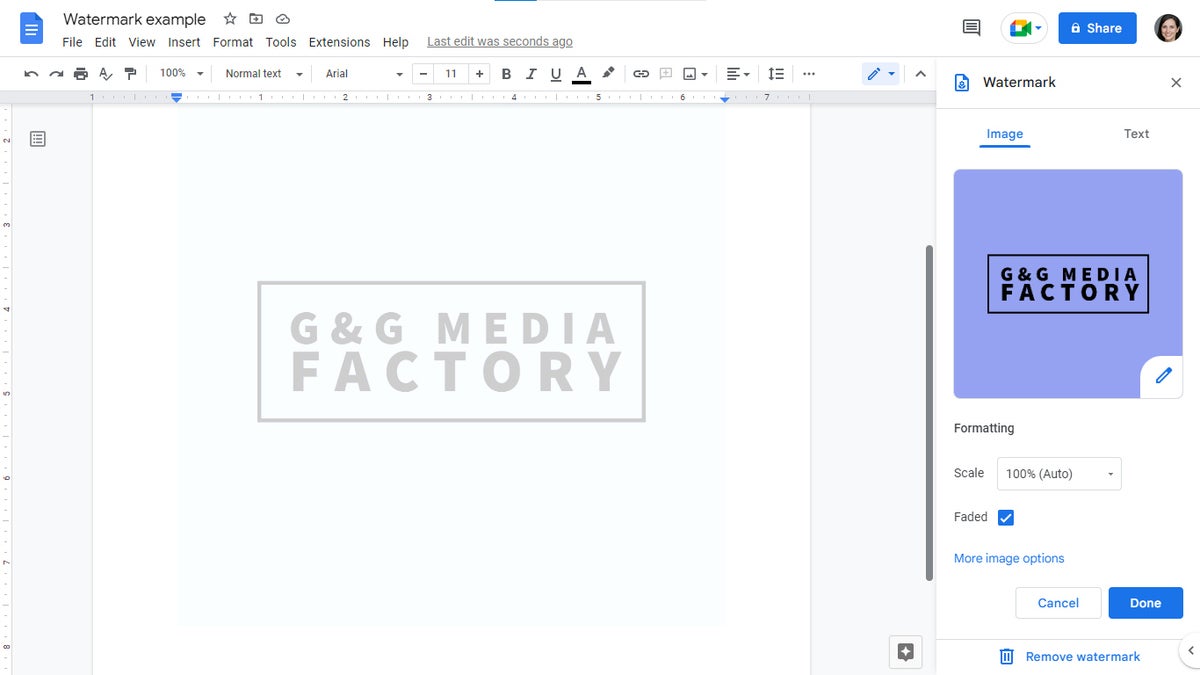 google docs 14 image watermark and sidebar