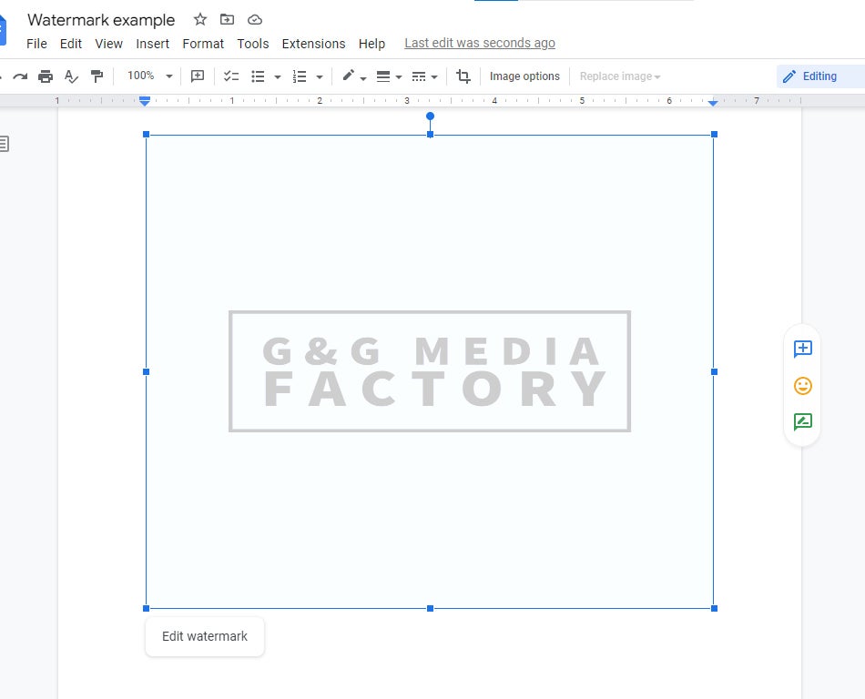 google docs 15 resize move image watermark