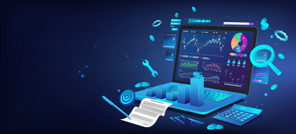 Concept of application performance management, illustration of application dashboard