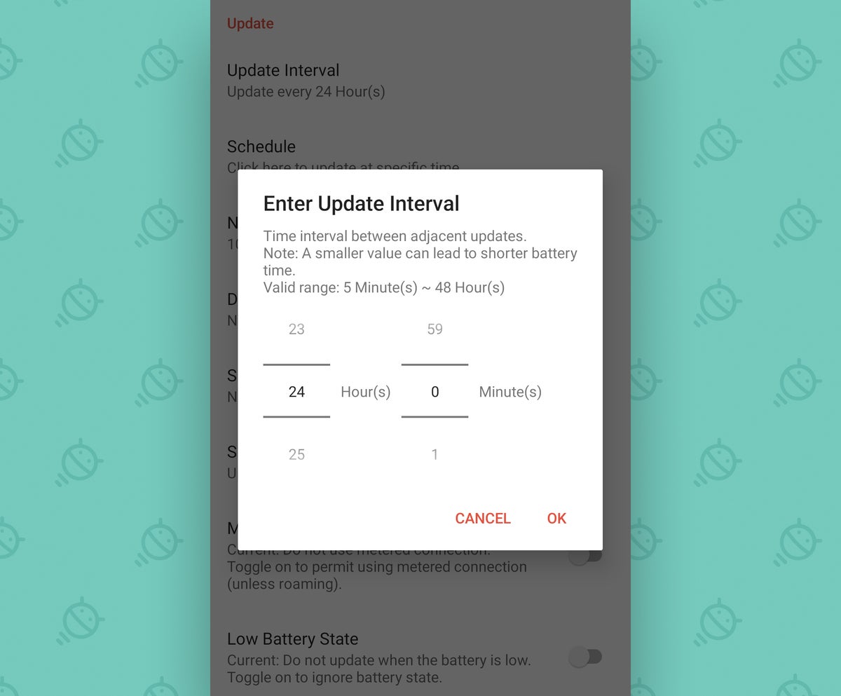 Custom Android widget: Update interval