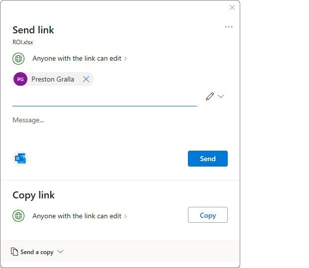 excel microsoft365 10 send link pane 2023