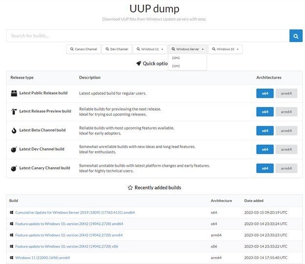 uup fig02 uup dump home page