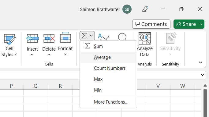 excel formulas 14 autosum average