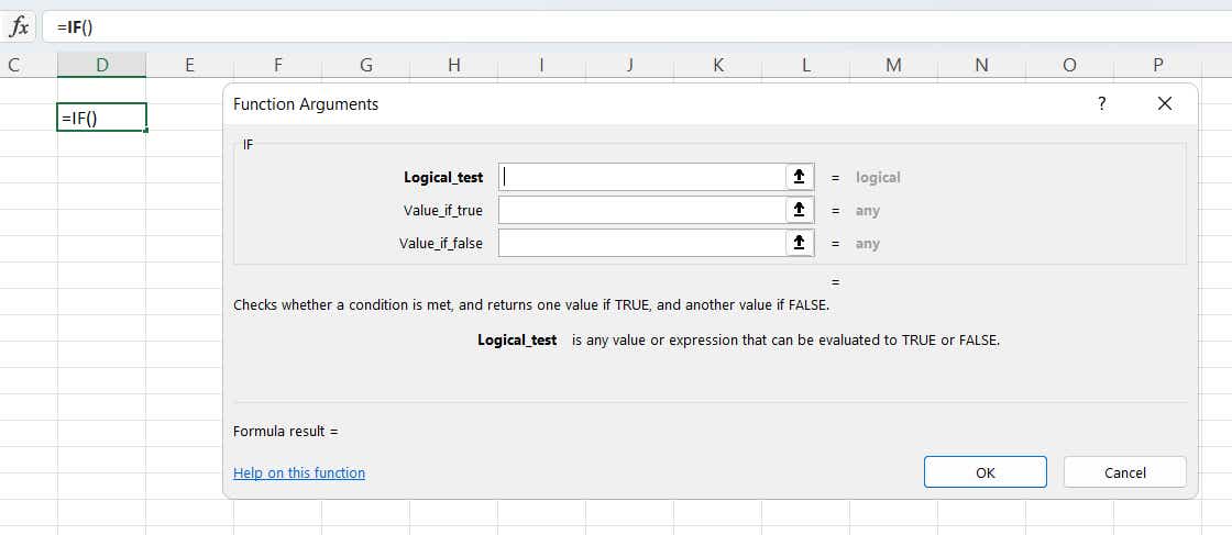 excel formulas 16 function arguments dialog box for if function