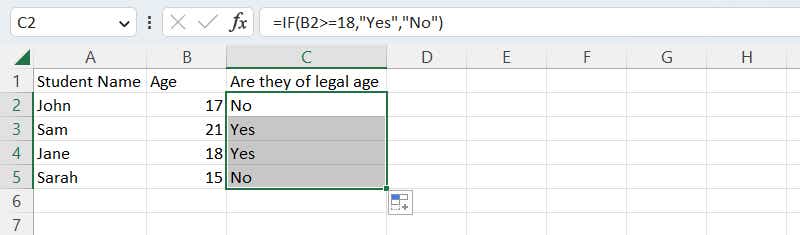 excel formulas 18 copy formula down