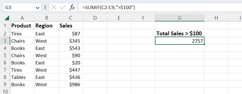 excel formulas 19 sumif function example1