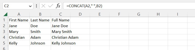 excel formulas 22 concat function