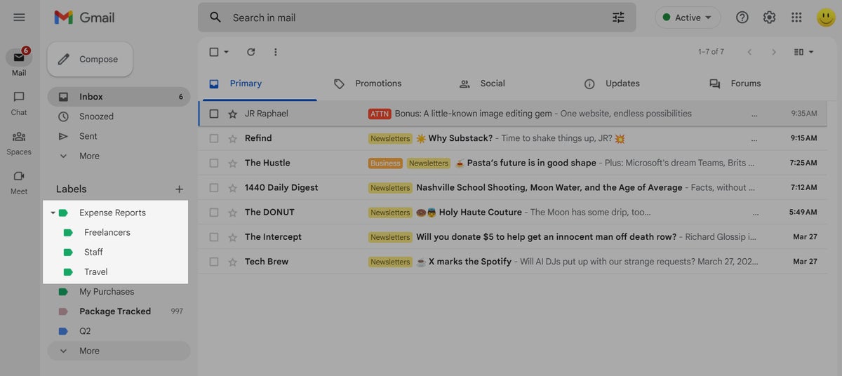 gmail labels sublabels