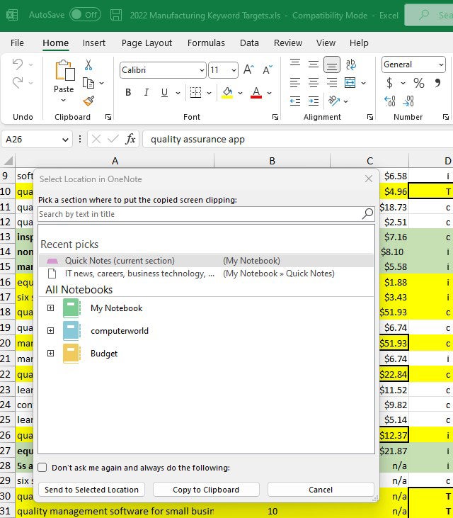 03 onenote excel capture