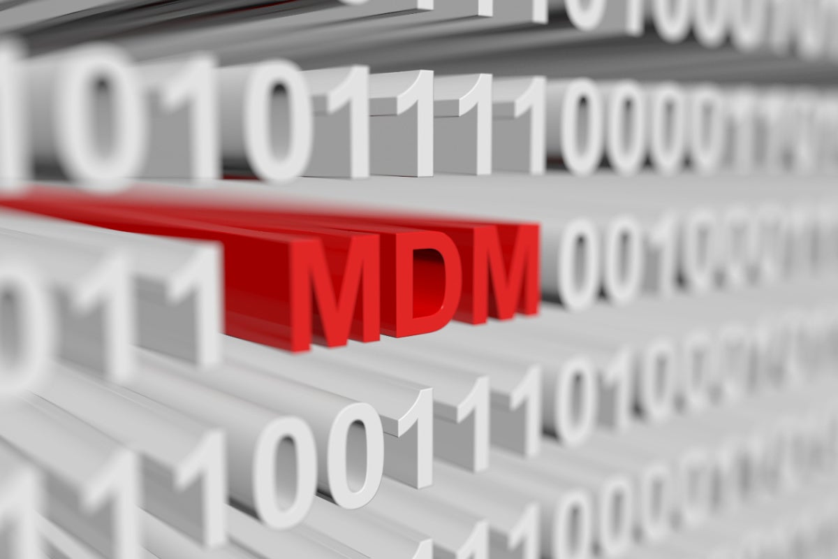 MDM in the form of a binary code with blurred background 3D illustration