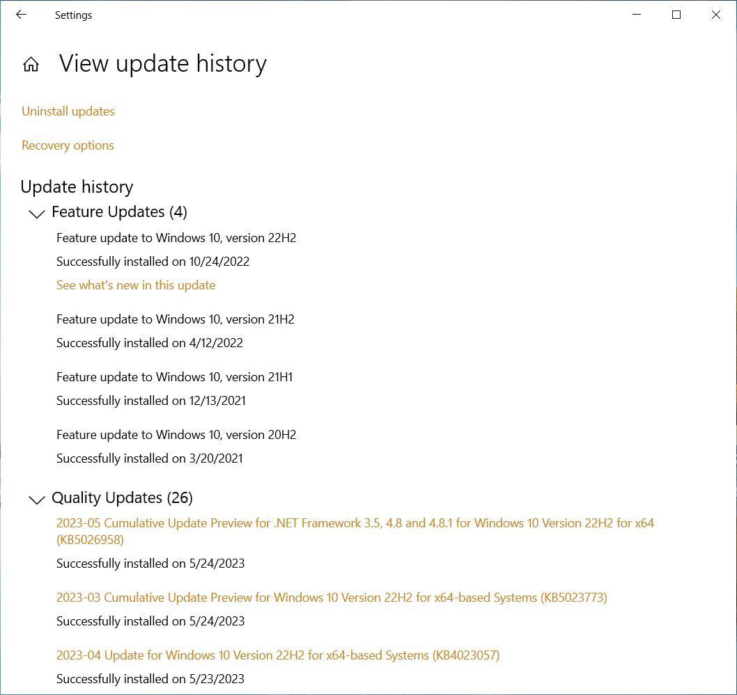 07 windows update win10 view update history