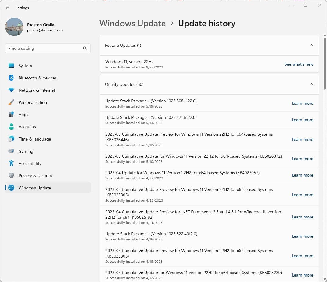 08 windows update win11 view update history