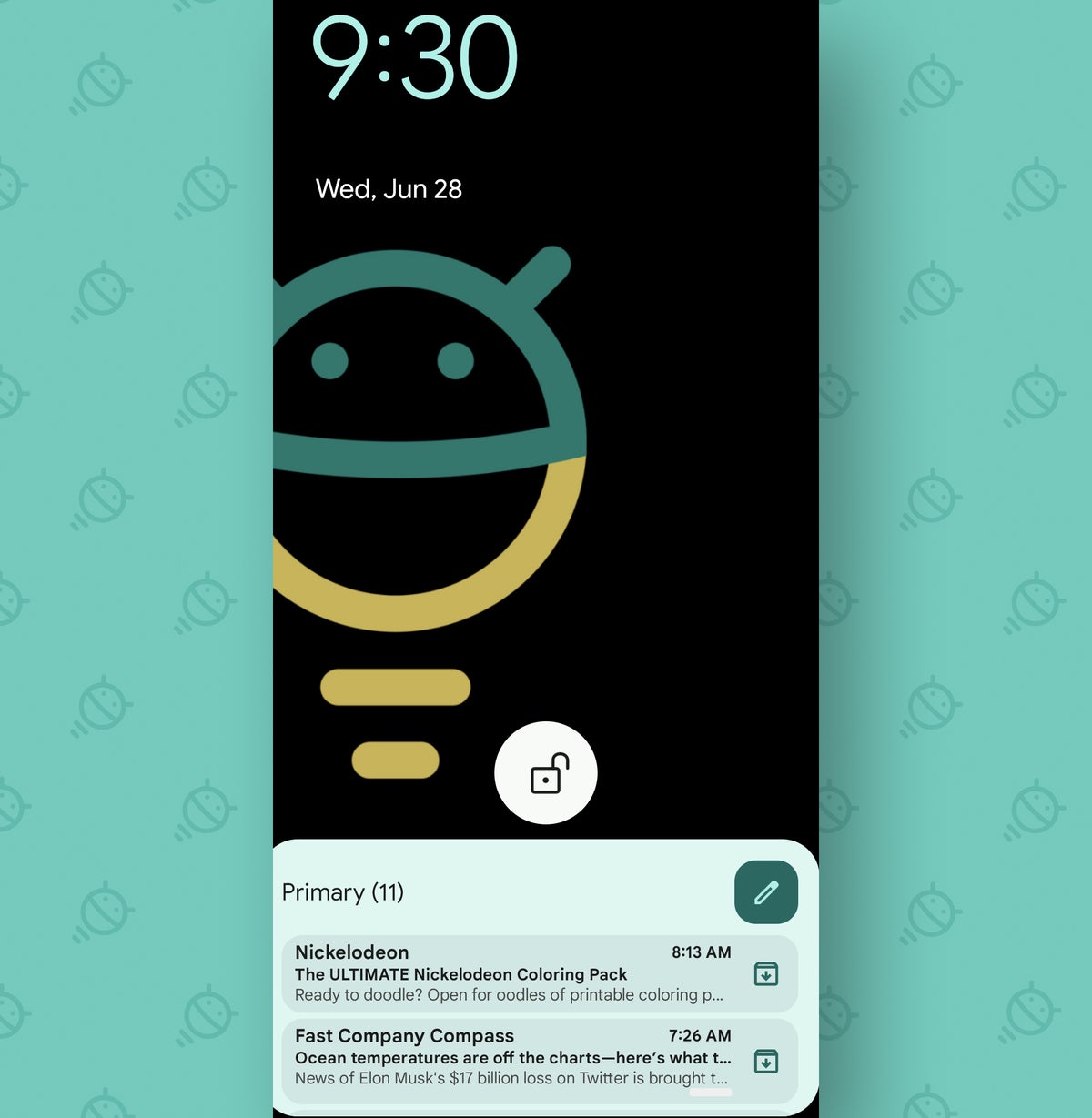 Android Lock Screen Widgets: Inbox