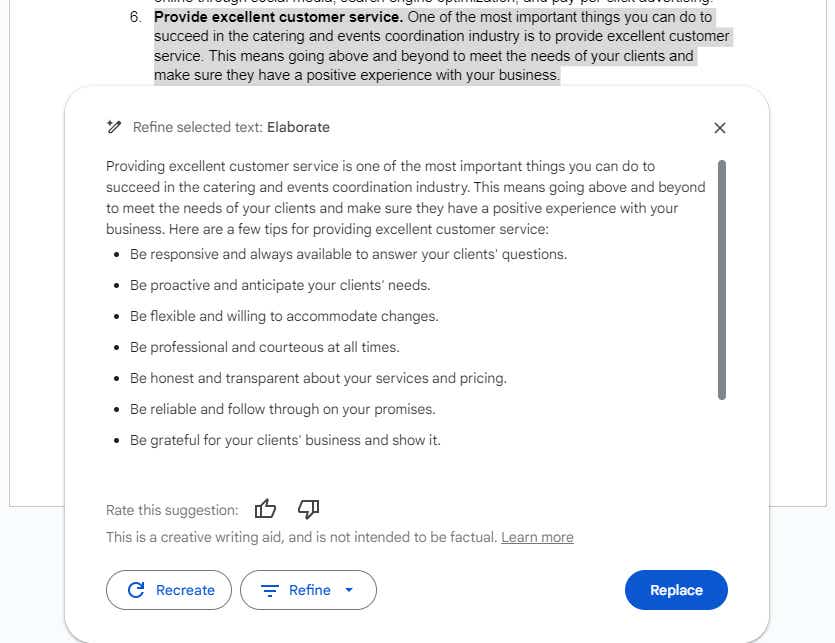 google help me write 06 refine text elaborate
