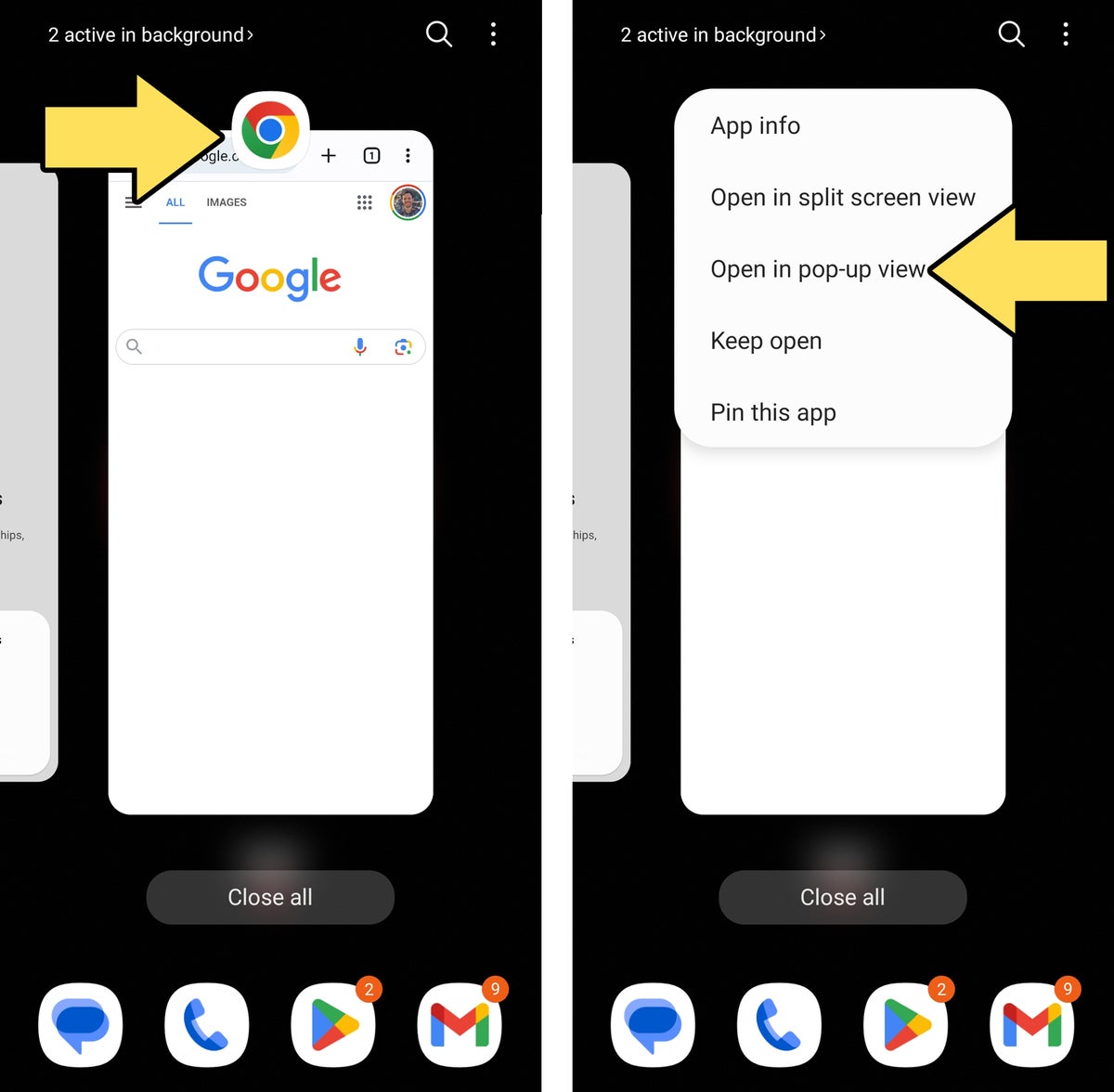 Android Browser Multitasking: Samsung pop-up view